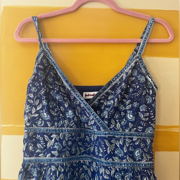 Floral Blue Maxi Dress in pure cotton - Picture 5 of 7